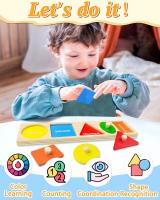 Juguete Educativo Montessori De Madera Para Bebés Tablero De Aprendizaje De Colores Y Formas Juego De Rompecabezas Para El Desarrollo Motor Fine - details 2