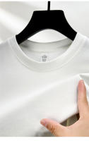 Camiseta De Algodón 100% Para Hombre Manga Corta Cuello Redondo Casual De Verano Tallas Grandes Color Sólido Transpirable Top Para Mujer - details 5