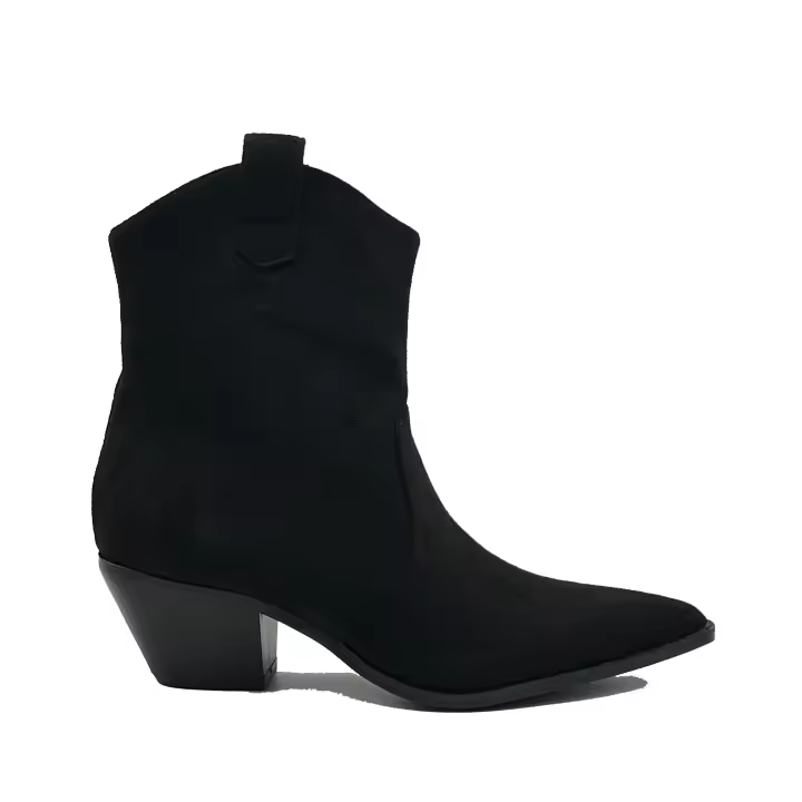 JZ Hermanos Botas medias estilo Cowboy con tacón grueso y de gamuza para mujer - 1