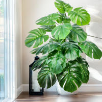 Planta Artificial De Monstera 60-100cm (39.4 Pulgadas) Árbol De Palma Falso Hoja De Tortuga Verde Para Decoración De Hogar Jardín Habitación Oficina - details 0