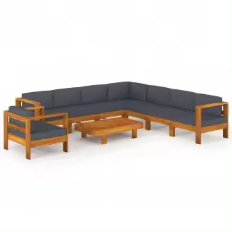 VIDAXL 3057960 juego de muebles de jardín 9 piezas madera acacia y gris oscuro vida xl - 1
