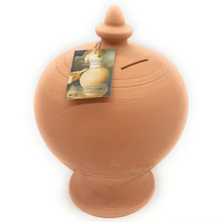 Hucha artesanal de barro natural clasica artesanal 20 x 14 cm - 1