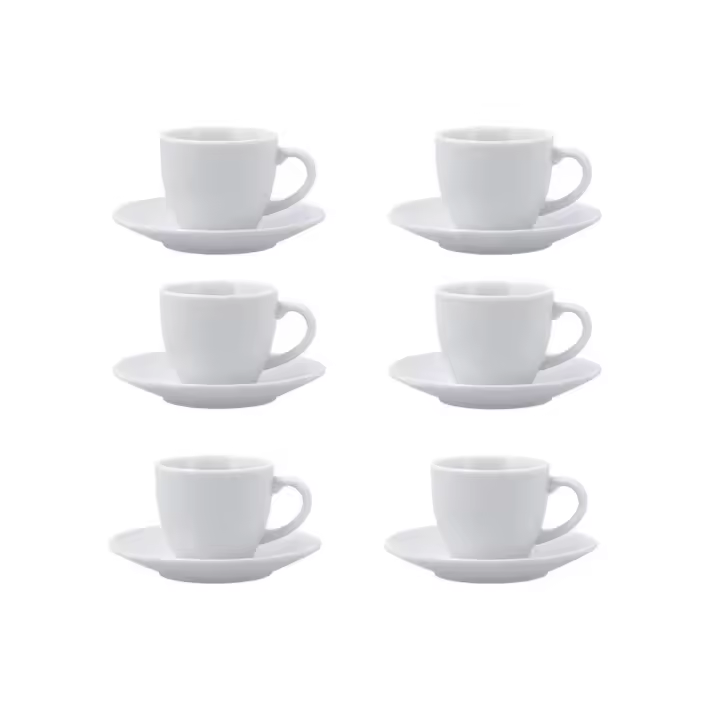 Pack de 6 tazas New Renova Quid con plato porcelana blanco - 1