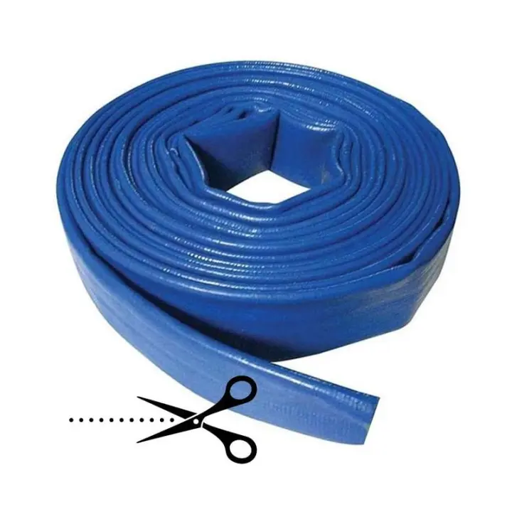 Suinga Manguera Plana 32mm Al Corte por Metro Reforzada para Descarga de Agua Azul Goma Layflat - 1