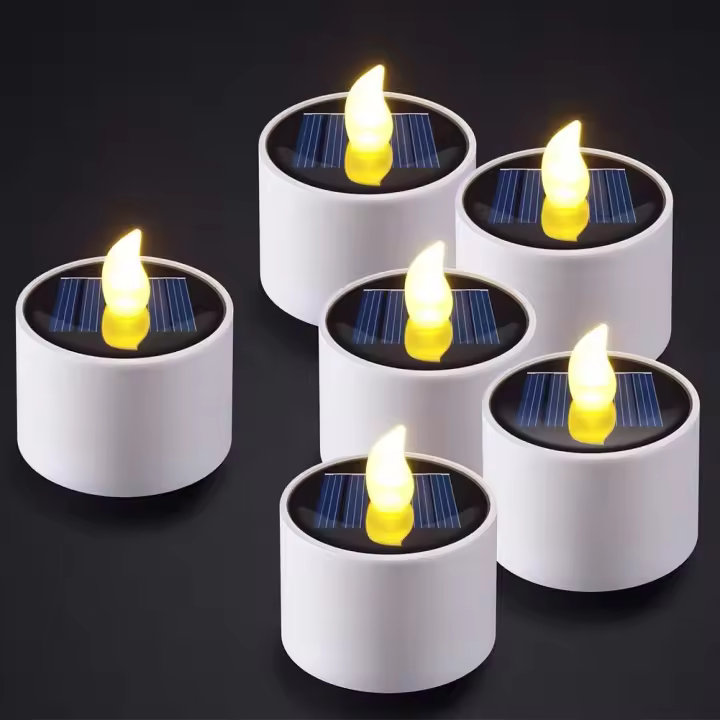 Velas LED De Té Solar Impermeables Recargables Para Exterior Decoración De Jardín Y Hogar Velas Electrónicas Sin Flamante Fuente De Luz Para Fiesta - 1
