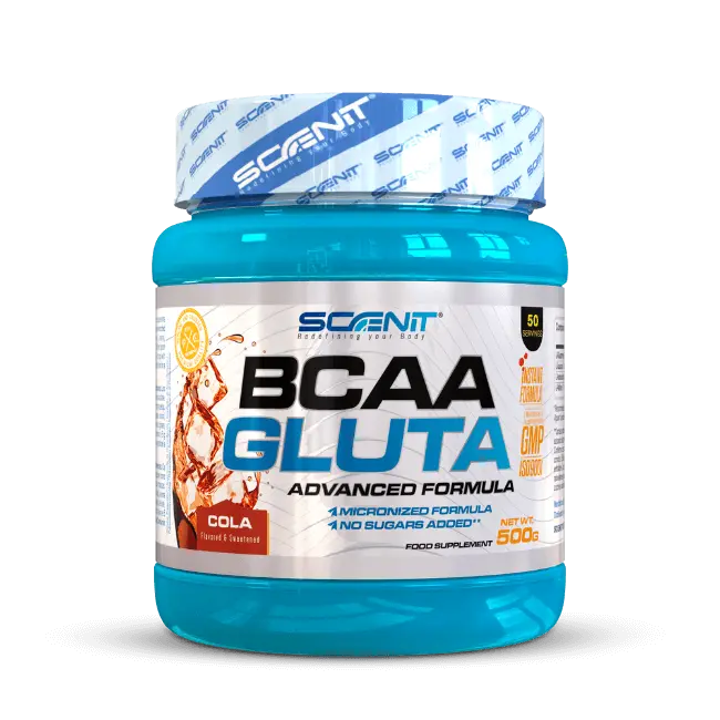 BCAA GLUTA - BCAA + Glutamina - 500 g - Aminoácidos ramificados en polvo con sabor - Leucina, isoleucina y valina 2:1:1 - 1
