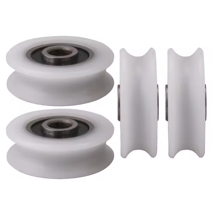4 piezas 4x20x6,5x7,4mm Blanco diámetro interior 4mm U-Ranura de nylon polea Rueda compatible - 1
