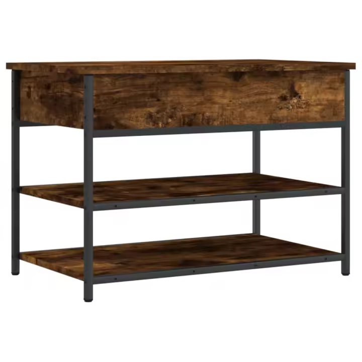 vidaXL Banco zapatero madera de ingeniería roble ahumado 70x42,5x50 cm - 1