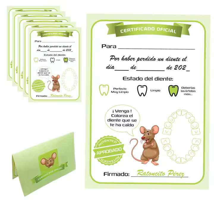 MFS Myfuturshop® Carta ratoncito Pérez Certificado de diente limpio 10 Unidades. Regalo original para niño y niña. - 1