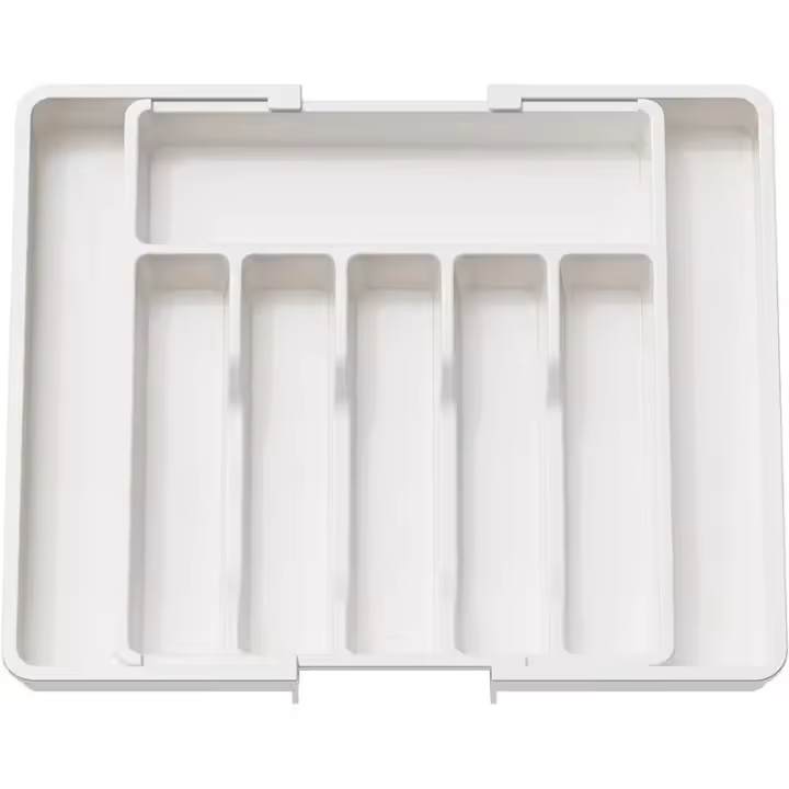 Organizador De Cajón De Cucharas Ajustable En Plástico Para Cocina Divisor De Almacenamiento Para Utensilios Y Cuchillería Estilo Moderno Plateado - 1