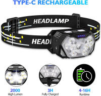 Lámpara Frontal LED De 9 Luces Fuertes Recargable Por USB Con Sensor De Movimiento Luz Portátil Para Pesca Camping Actividades Al Aire Libre - details 10