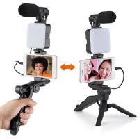 Kit De Vlog Para Smartphone Con Trípode Soporte Microfono Mini Luz De Rellenado LED Para TikTok Transmisiones En Vivo YouTube - details 7