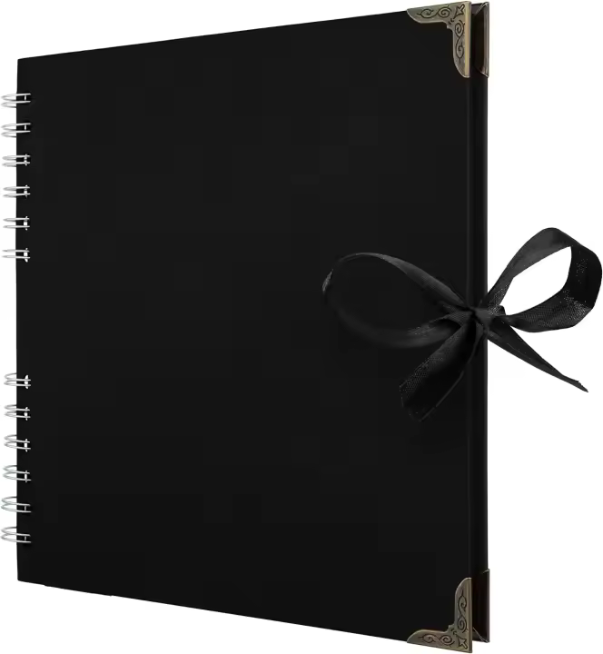 Álbum De Scrapbook Con 60 Páginas (8x8 Pulgadas) En Color Negro Papel Kraft Grueso De 180gsm Con Protección De Esquinas Y Cierre Con Cinta - 1