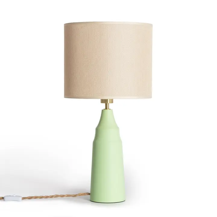 Ledkia Lámpara de Mesa Metal y Tela Muka Verde Menta - 1