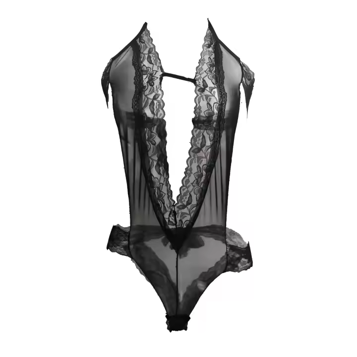 Body negro Sexy de encaje Hot Mujer con lazo lencería íntima marca generica - 1