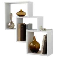 FMD FMD Estantería de pared con 3 compartimentos Blanco, Roble, Mueble Almacenaje Estantería para Oficina, Estudio, Dormitorio Estantería/Librería/ mueble de Almacenamiento - details 1