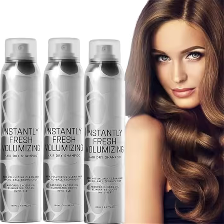 Champú seco, frescor instantáneo y voluminizador, refrescante y no graso, sin residuos blancos, spray voluminizador natural para cabello graso (3 unidades) - 1