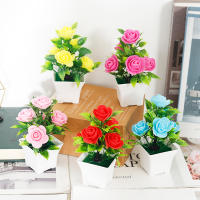 Small Bonsai Artificial Plant Decoración Para Oficina Y Hogar Flores Falsas Rosas En Maceta Adorno De Jardín Accesorio De Escritorio Para Bodas Y Navidad - details 0