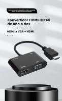 Adaptador Splitter 2-en-1 1080P HDMI Compatible VGA Con Audio 3.5mm Compatible Con Laptops Y Monitores Cable HDMI-Compatible - details 0