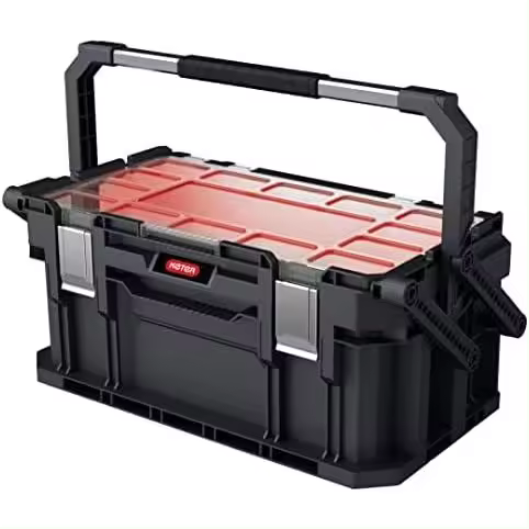 Keter 233848 Connect Canti Tool, Caja de herramientas, Color negro y rojo, 56.5 x 31.7 x 25.1 cm - 1
