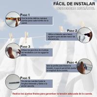 Tendedero Extensible de Pared Retrácthil, 4 Cuerdas, Longitud de hasta 3,7 m por Cuerpo, Tendedero para interior or exterior, Instalación Fija, Tidedero de Ropa Resresistente y Compacto. Incluye pinzas - details 2