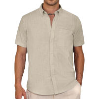 Camiseta De Algodón Para Hombre Manga Corta Verano Casual Camisetas De Playa Regular Con Bolsillo Botón-down Basic Streetwear - details 7