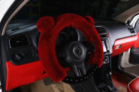 Cubierta De Volante De Coche Universal De Peluche Panda Cartoon Suave Y Fluffy Con Diamantes Para Invierno Accesorios De Auto - details 8