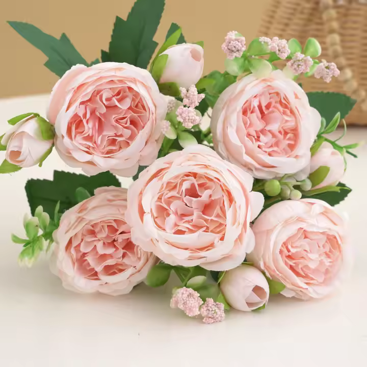1pc Artificial Flor De Paeonia En Tela De Seda Para Decoración Falsa Flor Bouquet De Plástico Para Casamiento Fiesta En Casa - 1