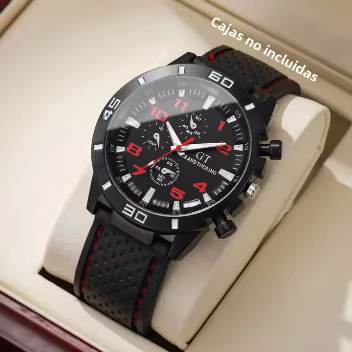 Reloj De Pulsera Deportivo Para Hombre Casual Con Bisel De Silicona Dial Arábigo Cuarzo Sin Caja Reloj Hombre - 1