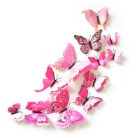 12Pcs Pinturas Murales Mariposa 3D Multicolor Doble Capa Alas Adhesivo Magnético PVC Decoración De Cocina Para Niños Y Fiesta - details 8