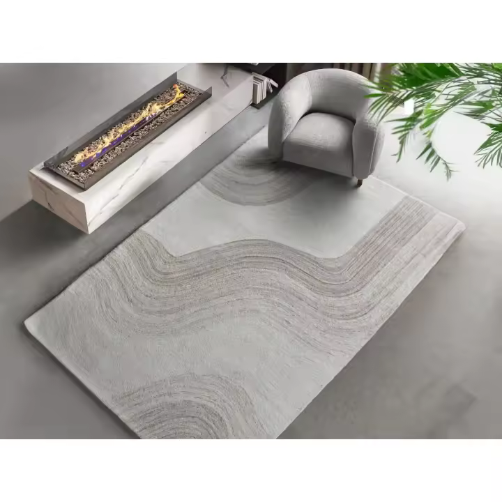 Vente-unique - Alfombra 100% lana hecha a mano - 200 x 290 cm - 1800g/m2 - Beige y topo - AZARIA - 1