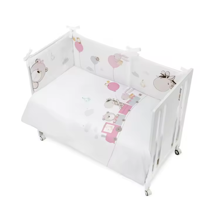 Conjunto 2 Pçs Amovivel (Colcha+Protetor)- Jirafa Tren - Rosa B.Active - 1