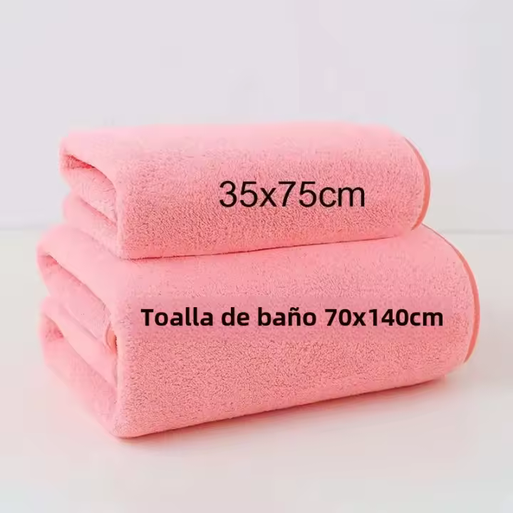 Juego De Toallas De Baño De Poliéster Y Algodón Tejido De Punto Terciario Coral Fleece Grueso Color Sólido Suave Y Absorbente Para Uso Doméstico Y Gimnasio Toallas Para Lavar La Cara - 1