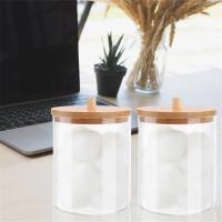 Organizador De Maquillaje Multifuncional En Acrílico Con Caja De Almacenamiento Para Palitos De Cotonete Caja De Baño Ecológica Con Tapa De Bambú - details 4