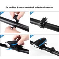 Lámpara De Bicicleta Con Bocina Recargable Por USB Luz Frontal Para Ciclismo Y Scooter Electrónico ABS Impermeable IPX6 Con Función De Sensor Inteligente - details 1