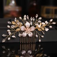 Peine De Boda Para Mujer Con Flor De Cristal Perla Y Hoja Diadema De Cabello Accesorios De Joyería Para Fiesta Y Novia - details 1