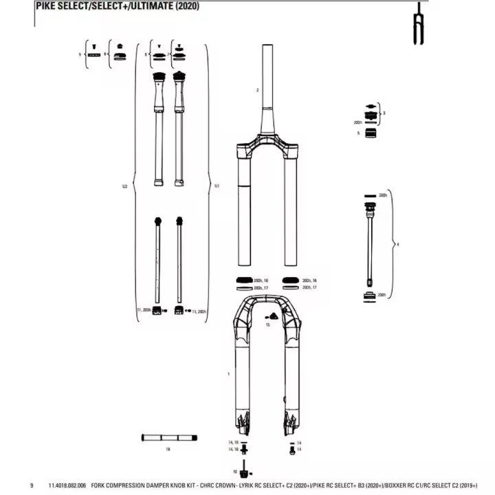 Rockshox Kit De Perilla De Amortiguador De Compresión De Horquilla De Corona De Cargador Para Lyrik Rc Select/pike Rc Select/boxxer Rc - 1