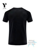 Camiseta De Hombre Ultra-Ligera Y Secado Rápido Transpirable En Color Negro Para Fitness Y Gimnasio Con Cuello Redondo - details 2