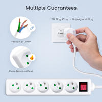 Aigostar Regleta alargador de 5 Tomas con Interruptor y Protección Infantil, 1.5/3/5 M, Blanco, 16A 250V - details 4