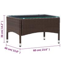 vidaXL Mesa de centro de ratán sintético marrón 60x40x36 cm - details 4