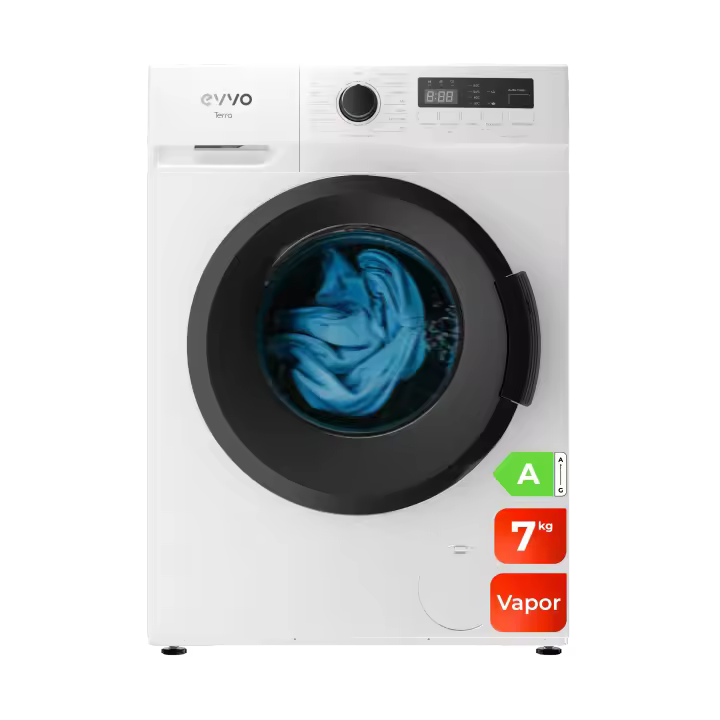 Lavadora 7 kg clase A carga frontal EVVO Terra 7, 1200 rpm, Motor Inverter, 15 programas, Lavado Rápido 15', Vapor Steam Wash, Inicio diferido - 1