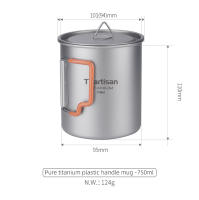Taza De Camping Tiartisan De Titanio Puro Con Mango Colapsable De Silicona Ultraligera Portátil Para Té Y Café 450ml/750ml - details 9