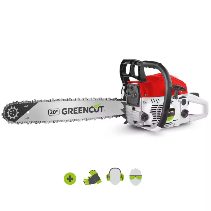 Greencut GS620X - Motosierra gasolina 2 tiempos 62cc 3,8hp, espada 20», cadena 76 dientes, manillar ergonómico - 1
