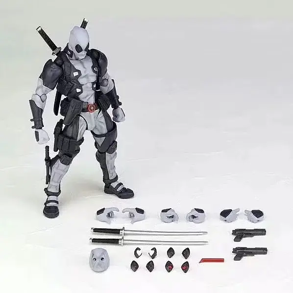 Figura Móvil De Estilo Yamaguchi Marvel Modelo 001EX Deadpool Postura De Ataque Figura Coleccionable Gris Y Blanco Muñeco Decorativo Regalo Para Adultos - 1