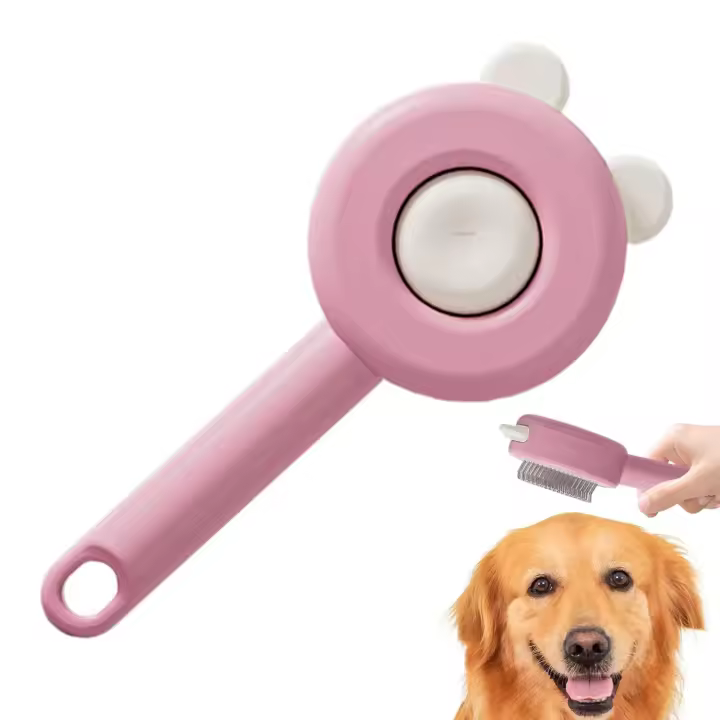 Cepillo pulidor para mascotas: peine pequeño para el cuidado del pelo de mascotas con botón de liberación, cepillo para el pelo de gato para el cuidado de gatos y perros de pelo largo y corto - 1