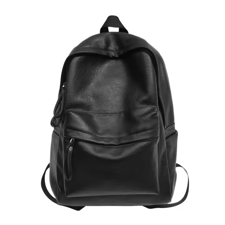 Mochila unisex de piel sintética para el orden portátil, bolso de hombro, mochila de viaje para senderismo, mochila informal Negra - 1