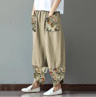 Pantalones Vintage Para Mujer Estampado Casual Cintura Alta Elástica Pierna Recta Suelta Pantalones De Verano Lady Cargo - details 7