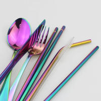 Juego De Comedor Portátil Para Viajes Y Senderismo Con Bolsa Cuchillo Tenedor Cuchara Palillos De Acero Inoxidable Reutilizable Color Plata - details 4