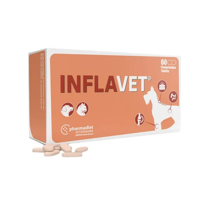 PHARMADIET - Inflavet (60 comprimidos) - Antinflamatorio natural para inflamaciones crónicas en Perros y Gatos - 1
