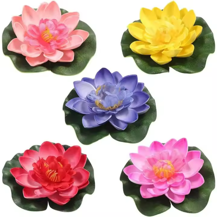 5pcs Artificielle Nénuphar Flottant Lotus Fleur Étang Maison Mariage Décor 10cm- - 1